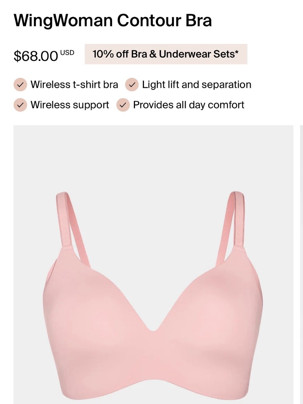 Knix Wingwoman Contour Bra — Rose Winter Wireless  size 8